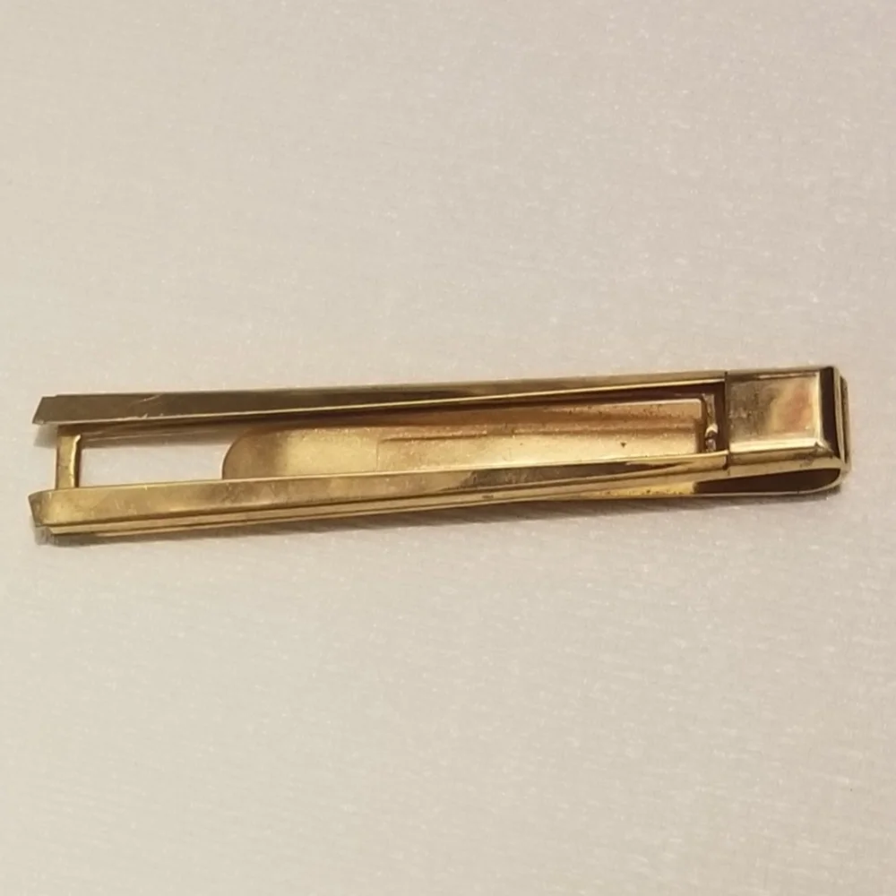 Vtg goldtone signed Swank tie clip- stained - Picture 2 of 3